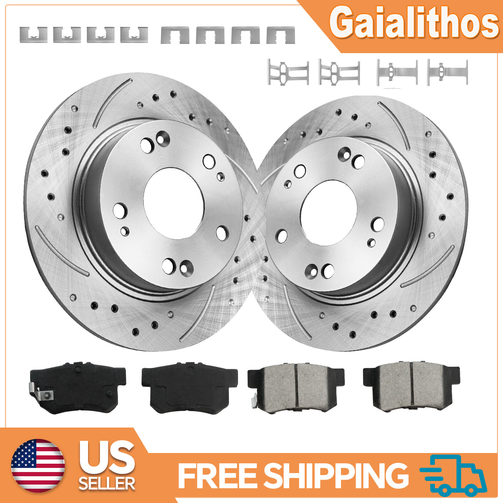 260mm Rear Brake Rotors Ceramic Brake Pads for Acura ILX 2006-2015 Honda Civic