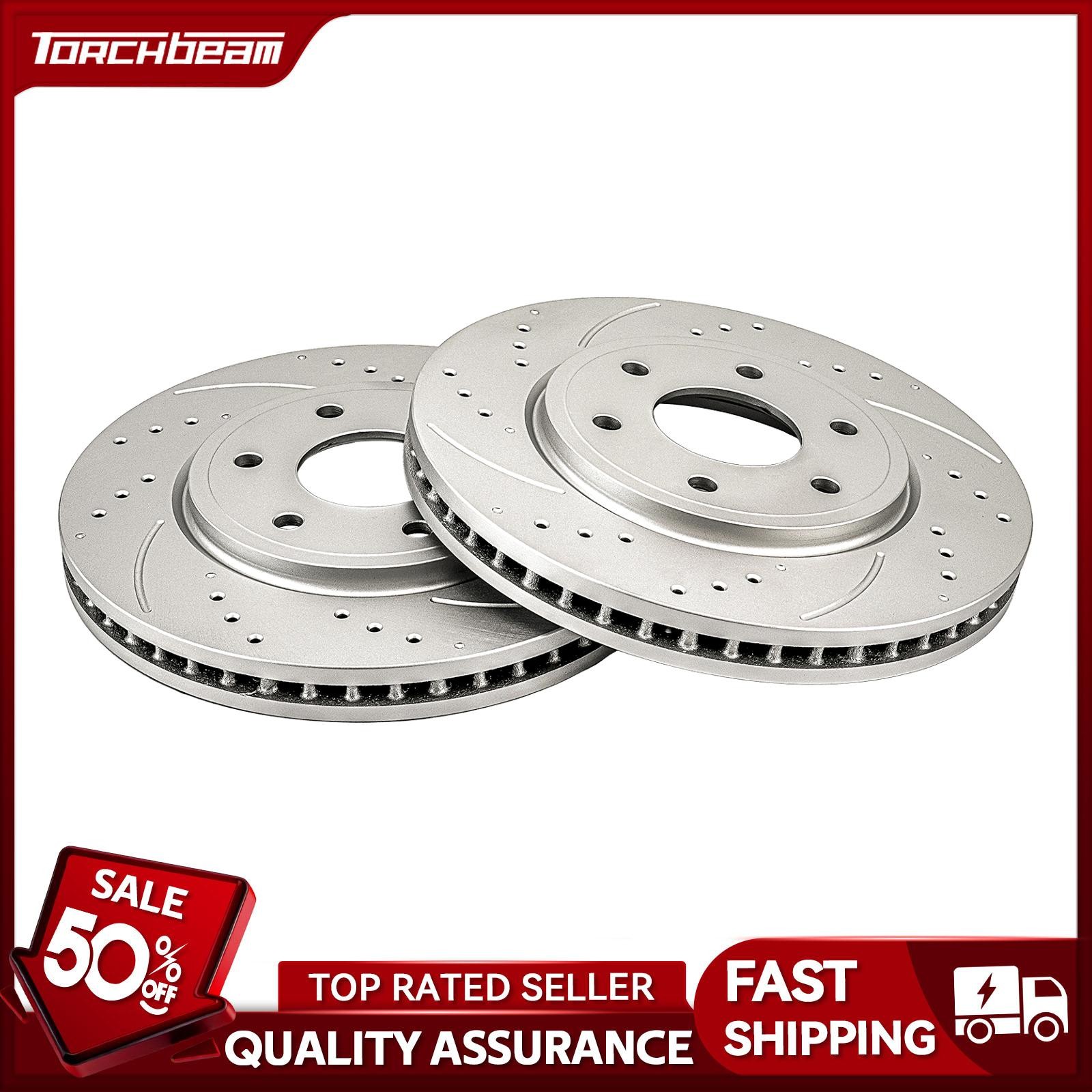 2x Front Drilled Slotted Vented Brake Rotors for 2009 Suzuki Equator 12142089
