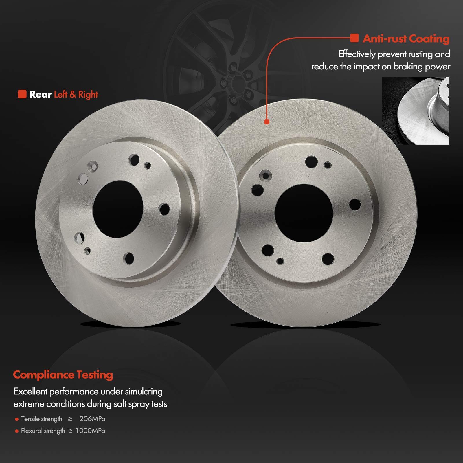 2x Rear Driver & Passenger Side Disc Brake Rotors for Honda Civic 16-23 Insight