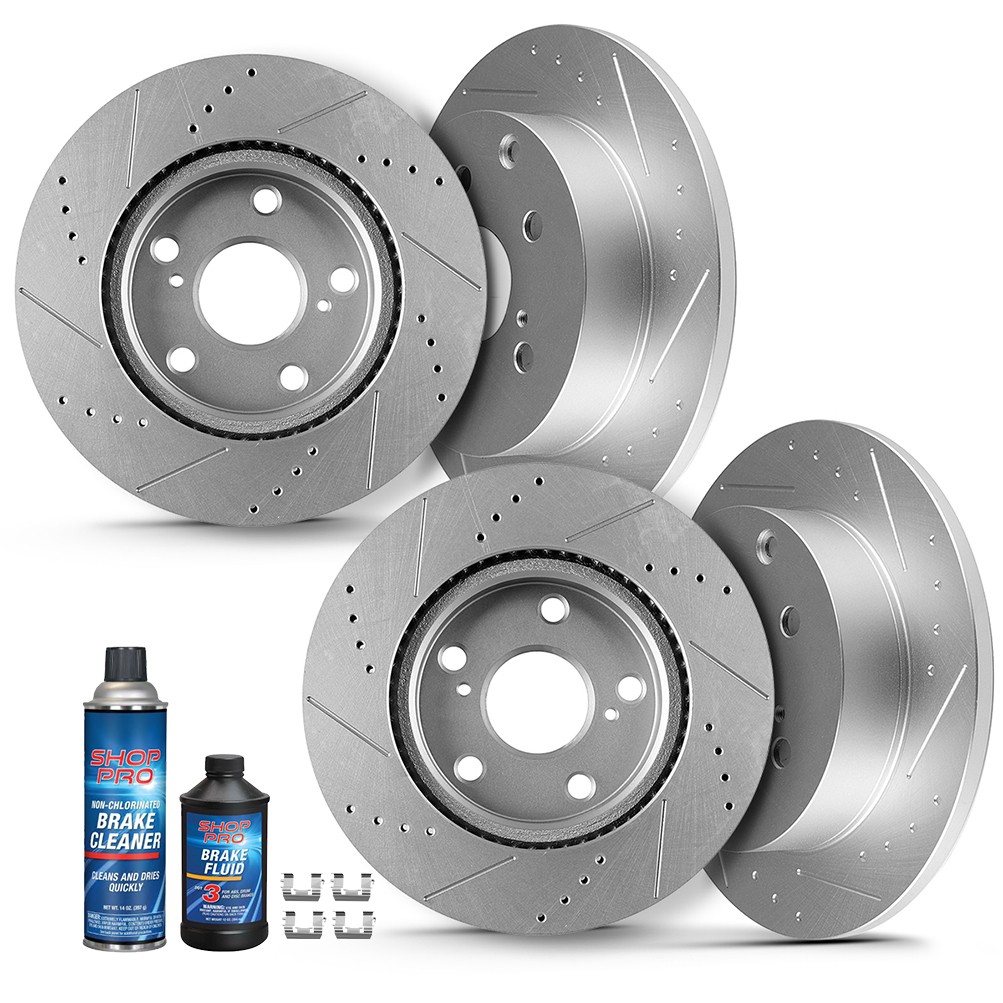 4 Pcs Front Rear Brake Discs Rotors For Toyota Rav4 2013 – 2017 Drill And Slot
