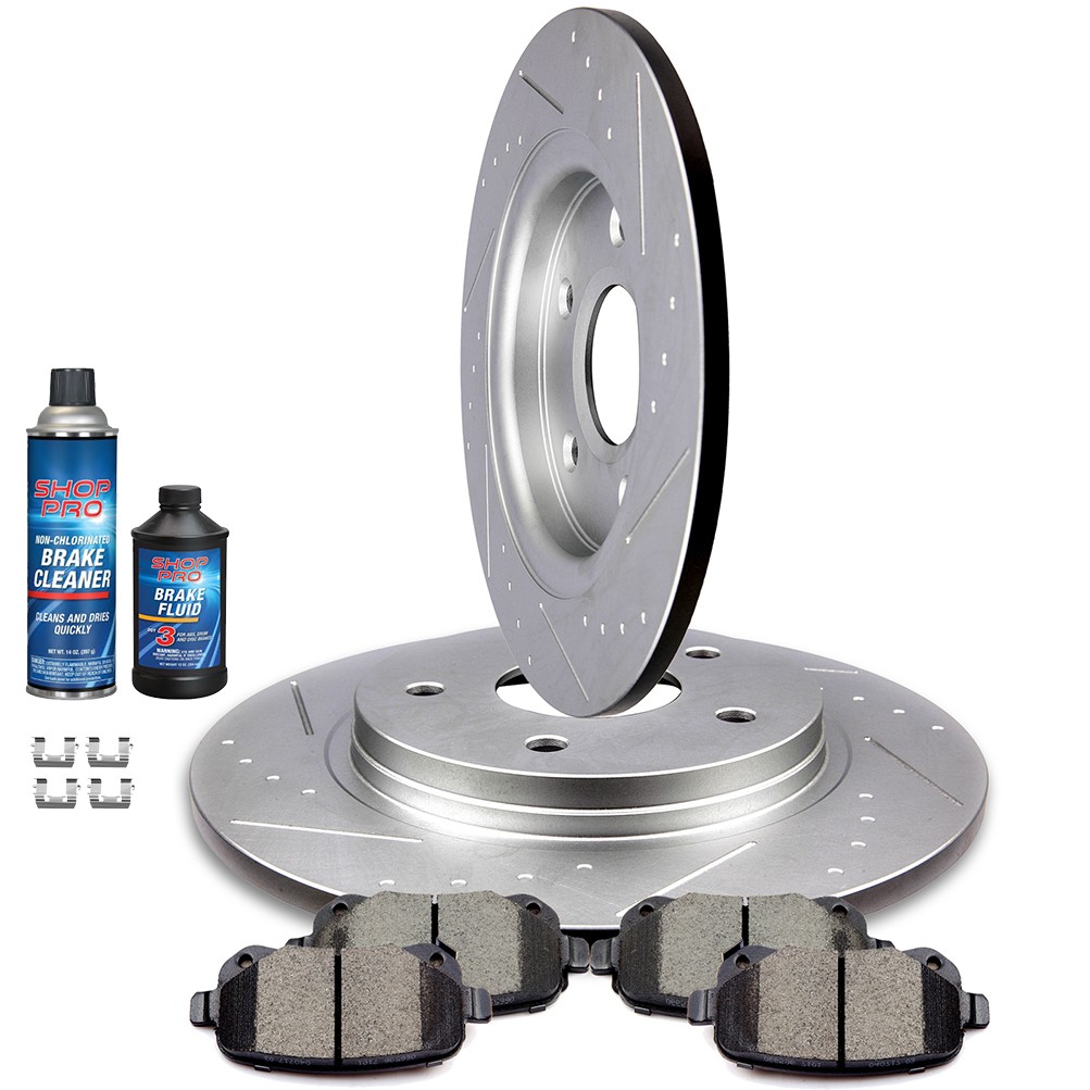 Rear Brakes Ceramic Pads And Rotors Slotted For 2008-2010 Dodge Grand Caravan