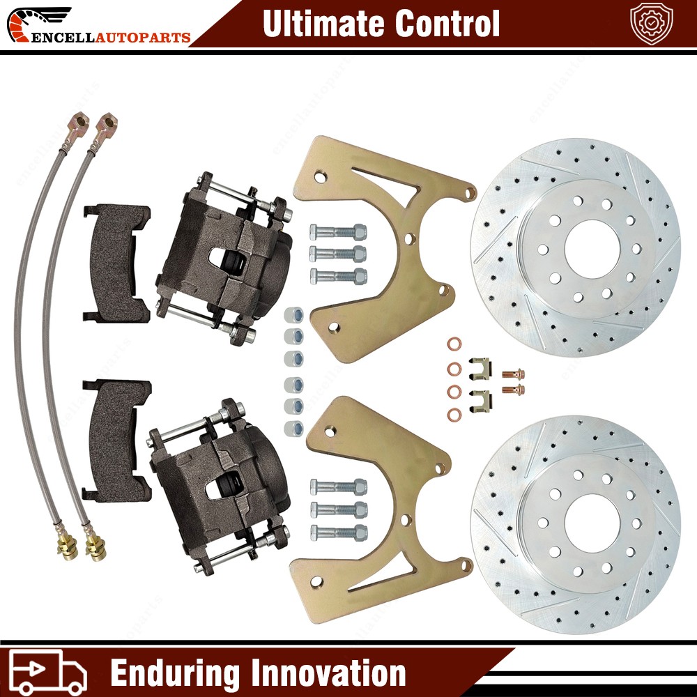 Bolt-On Rear Disc Brake Conversion Kit For GM 10 & 12 drilled and slotted rotors