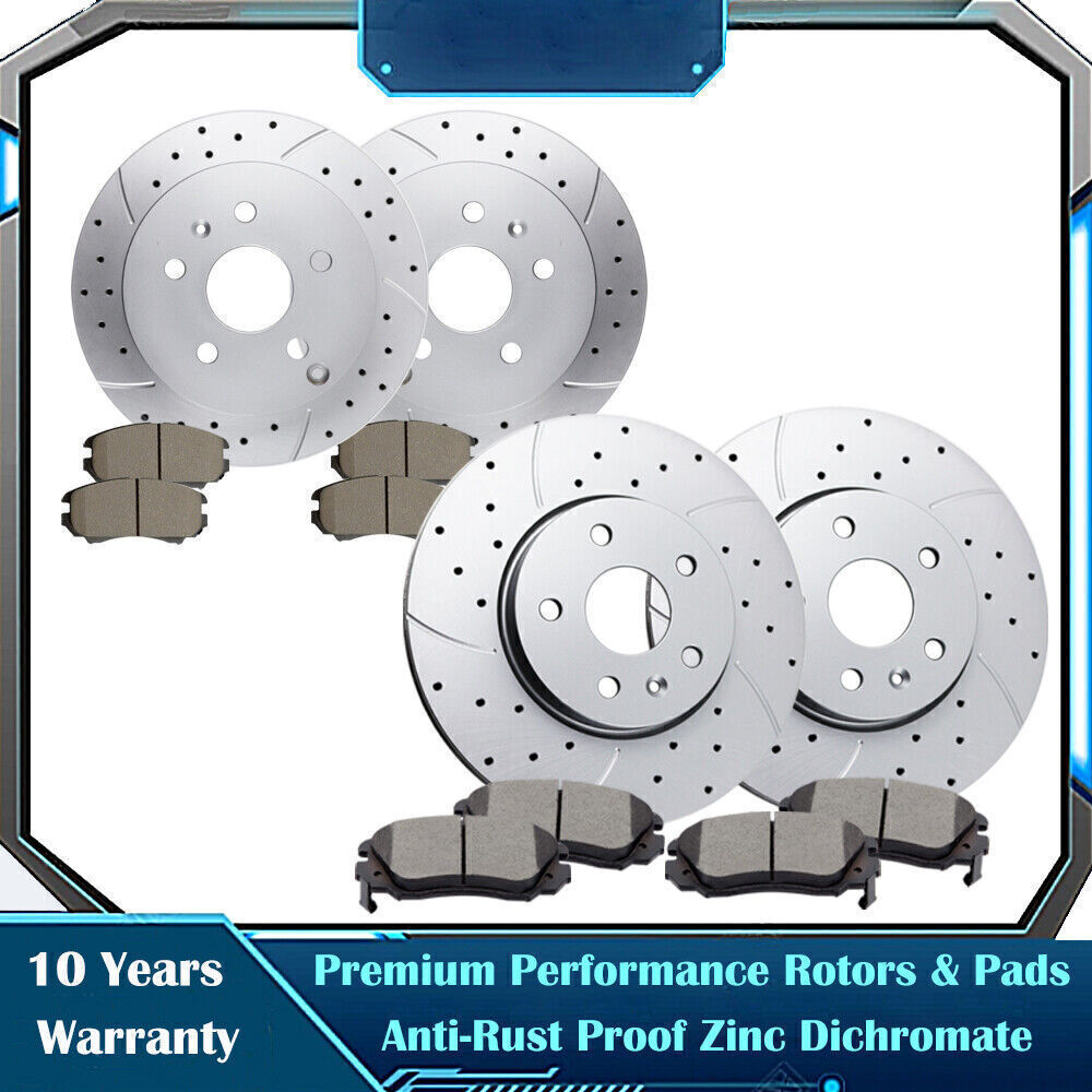 321mm Front Rear Drilled Discs Rotors & Brake Pads Kit for Chevy Equinox Terrain
