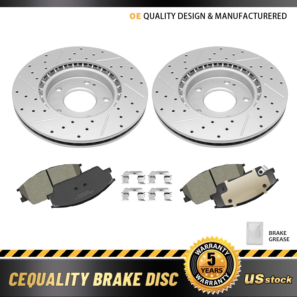 280mm Front Drilled Brake Rotor Ceramic Pad for 2019-2022 Kia Soul Hyundai Venue