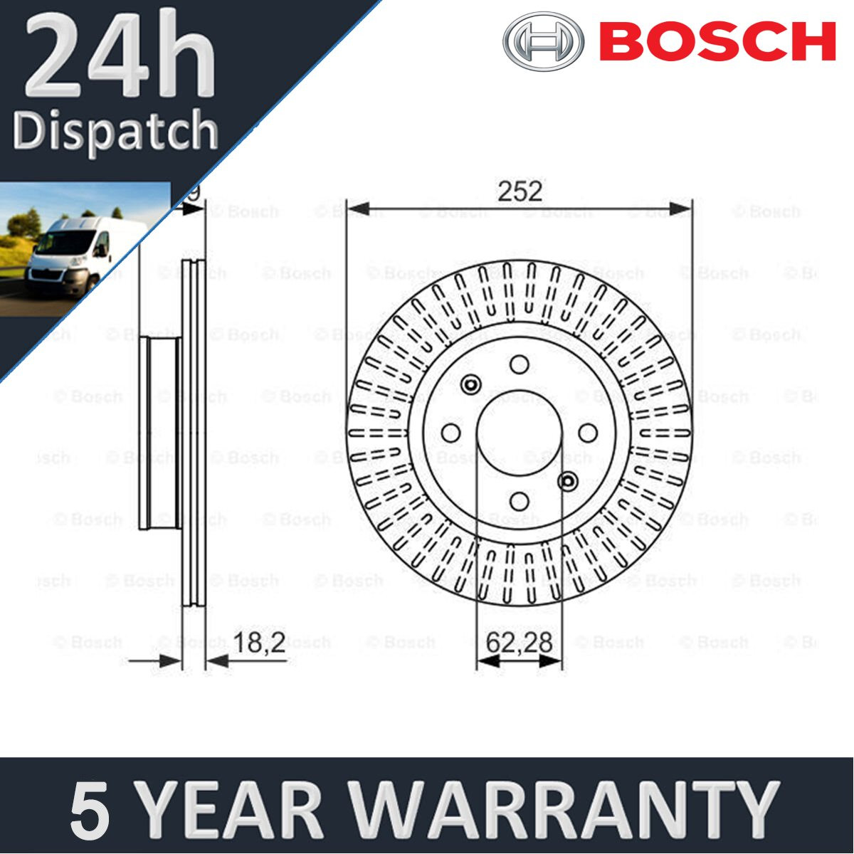 Fits Hyundai i10 Kia Picanto 1.0 1.1 CRDi 1.2 Bosch Front Brake Disc