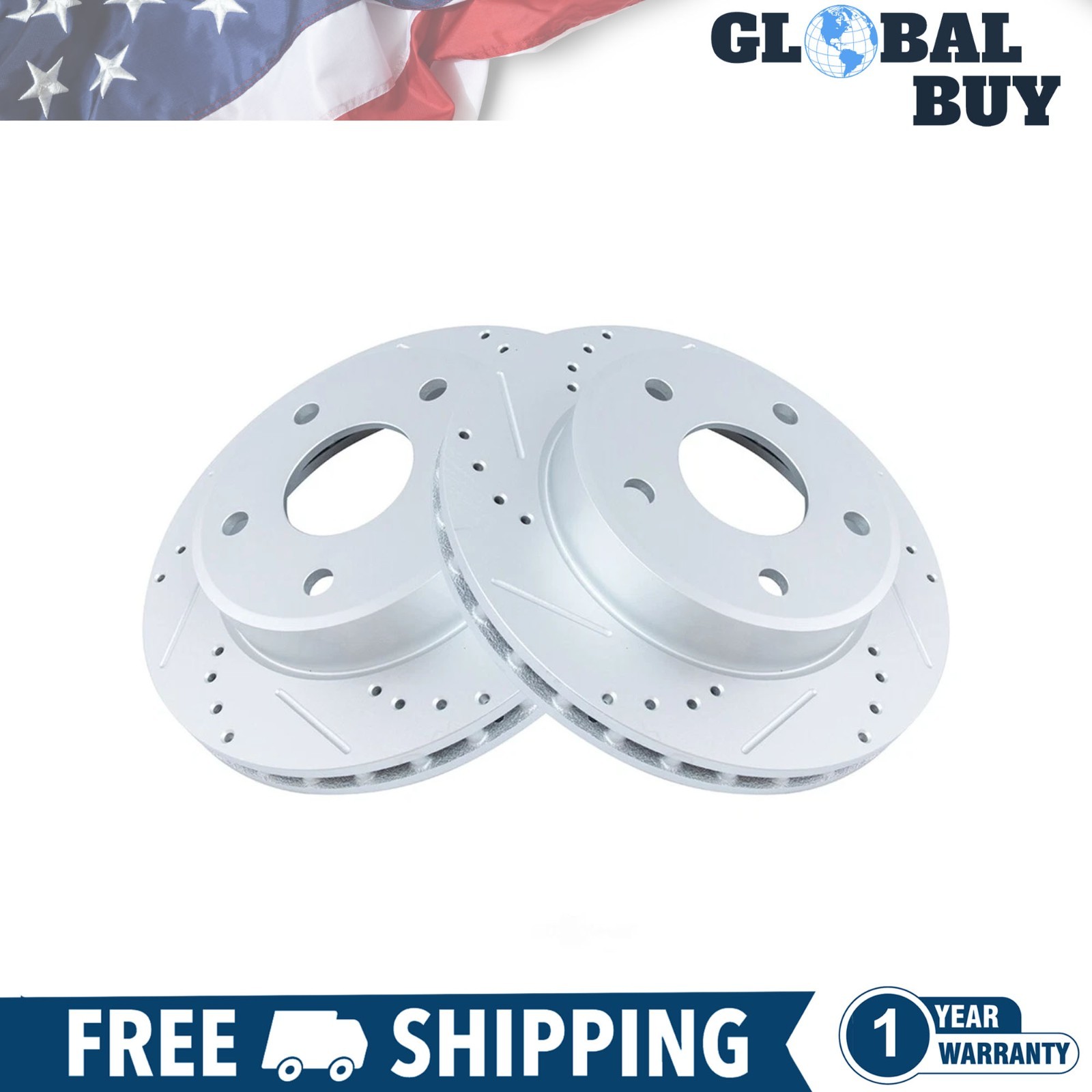 New Performance Brake Rotor Drilled & Slotted Coated Front Pair For Dakota