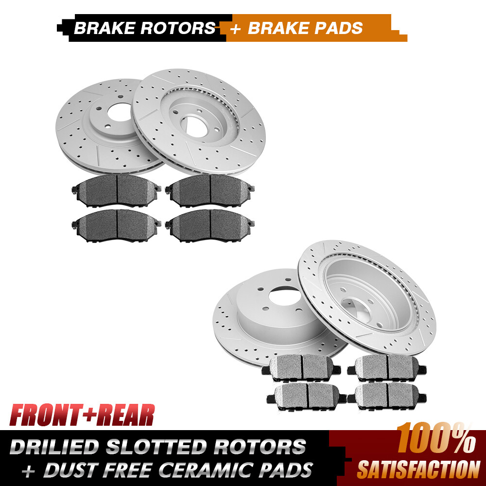 Front & Rear Drilled Brake Rotors + Ceramic Pads For 2011 – 2014 Nissan Murano