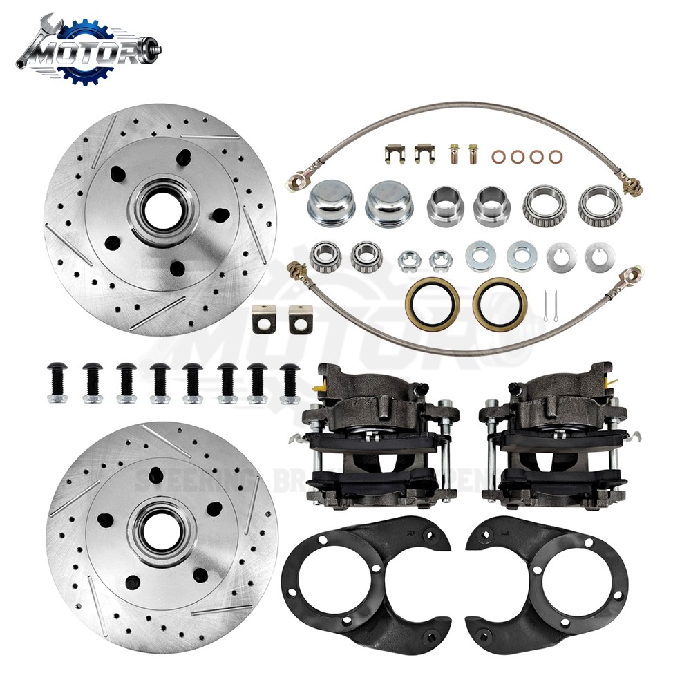 5 on 4-3/4 Disc Brake Kit For Ford Spindle 1937-1948 11” rotors, Metric Caliper