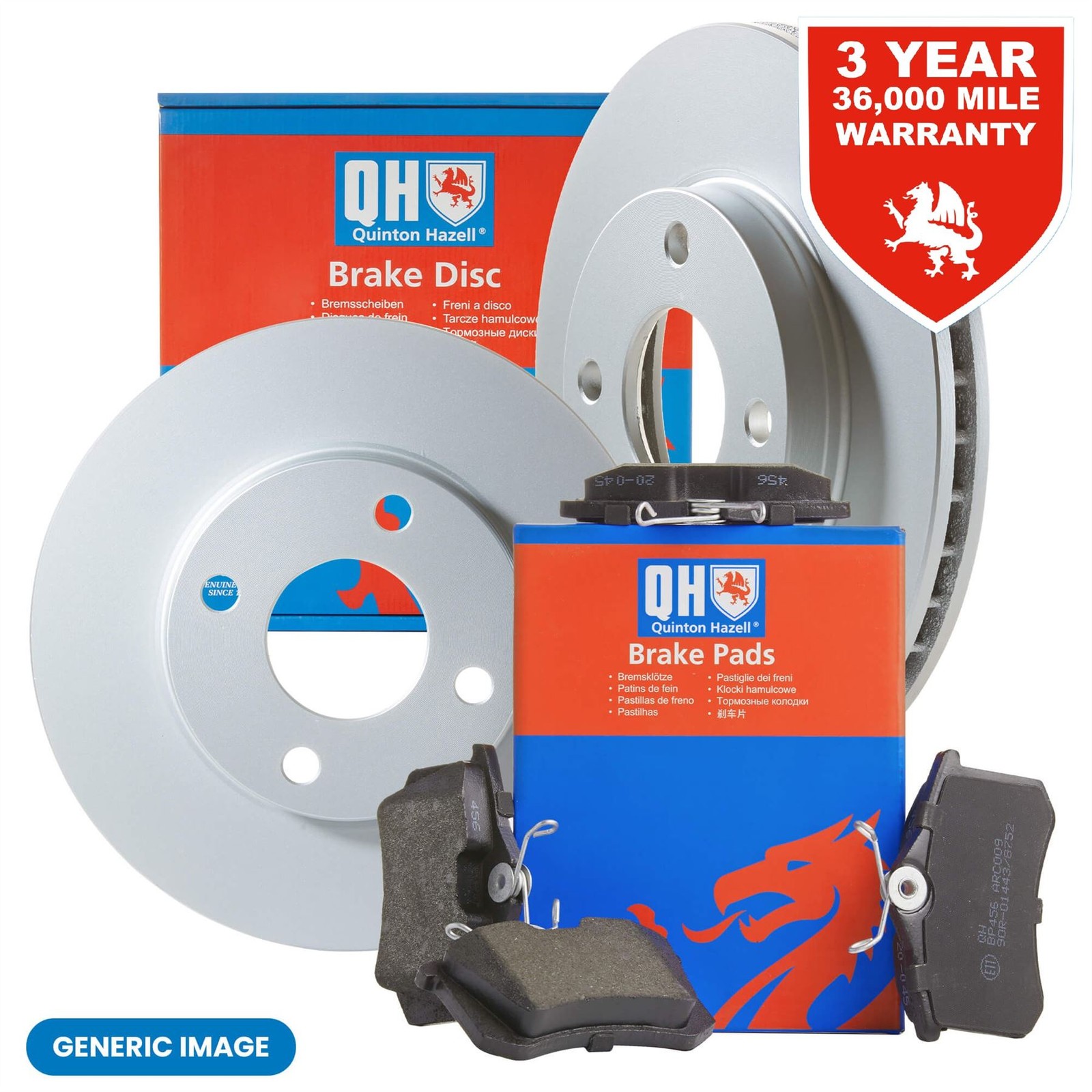 Pair of QH Vented 239.7mm Front Brake Discs With Brake Pads BDC3727 & BP161