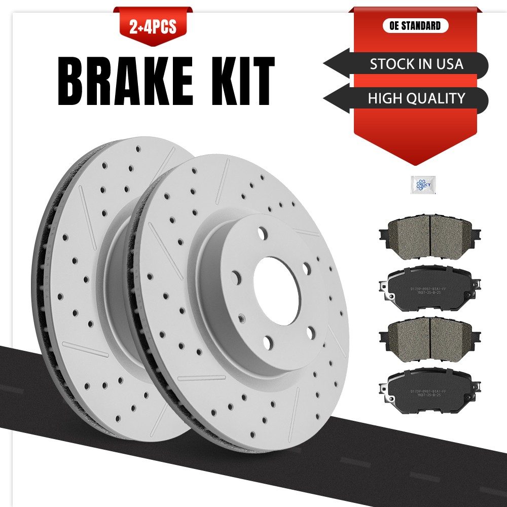 295 mm Front Drilled Slotted Brake Rotors Ceramic Pads for Mazda 3 2014-2018
