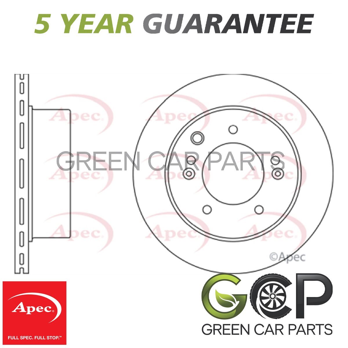 Apec Rear Brake Disc Fits Kia Sorento 2002-2009 2.4 2.5 CRDi 3.5 584113E300
