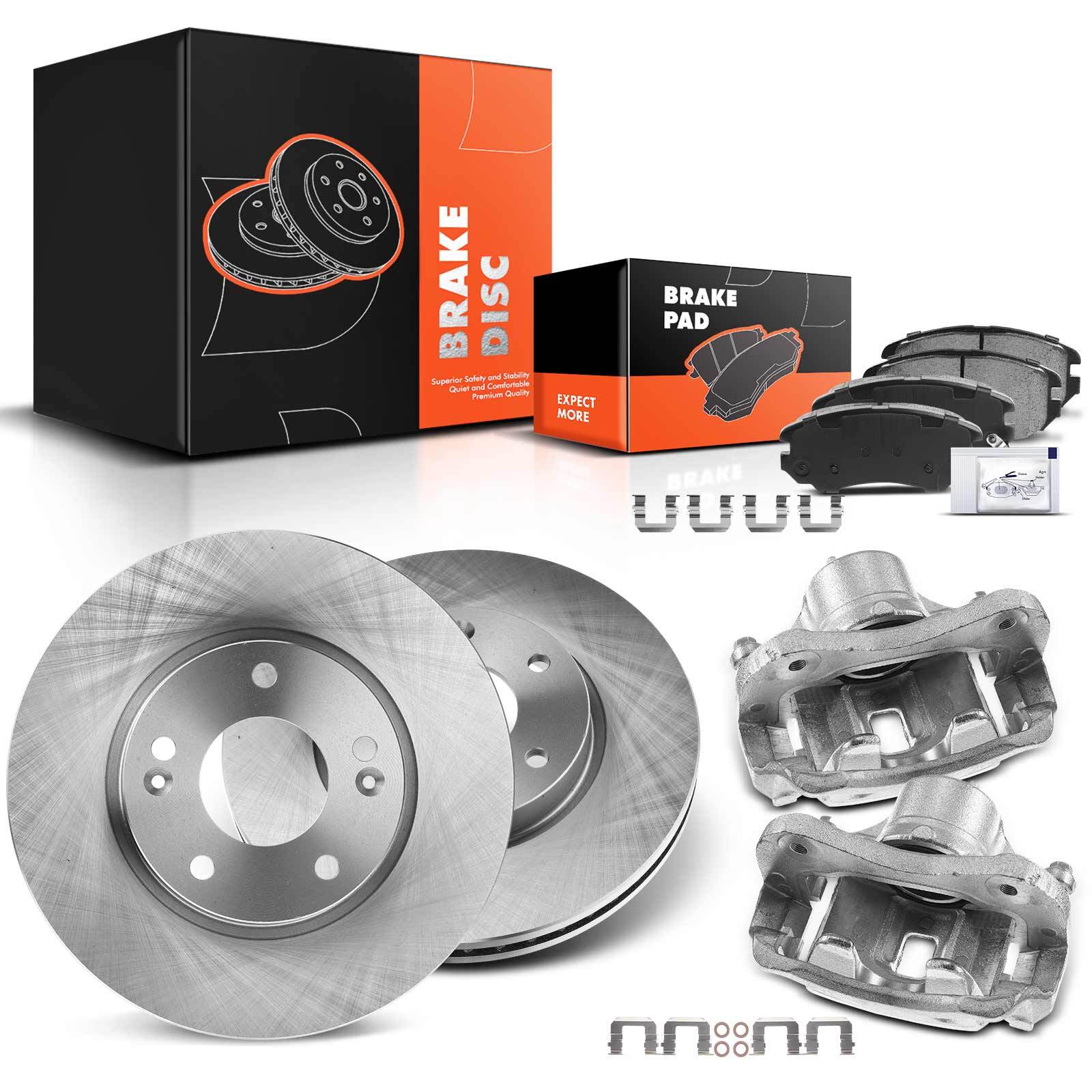 Front Disc Brake Rotors & Pads + Brake Calipers for Hyundai Tiburon Sonata Kia