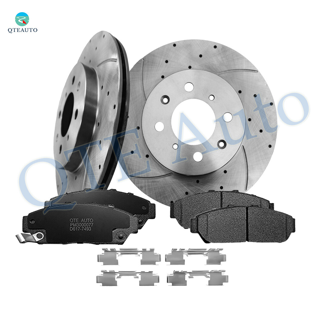 6 Front Drilled Brake Rotors 262mm-Ceramic Brake Pad For 1994-2001 Acura Integra