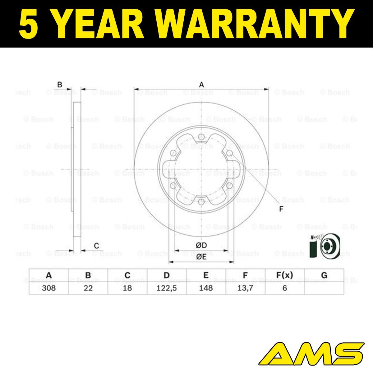Fits Ford Transit 2014-2024 Transit Custom 2022- Brake Discs Rear AMS