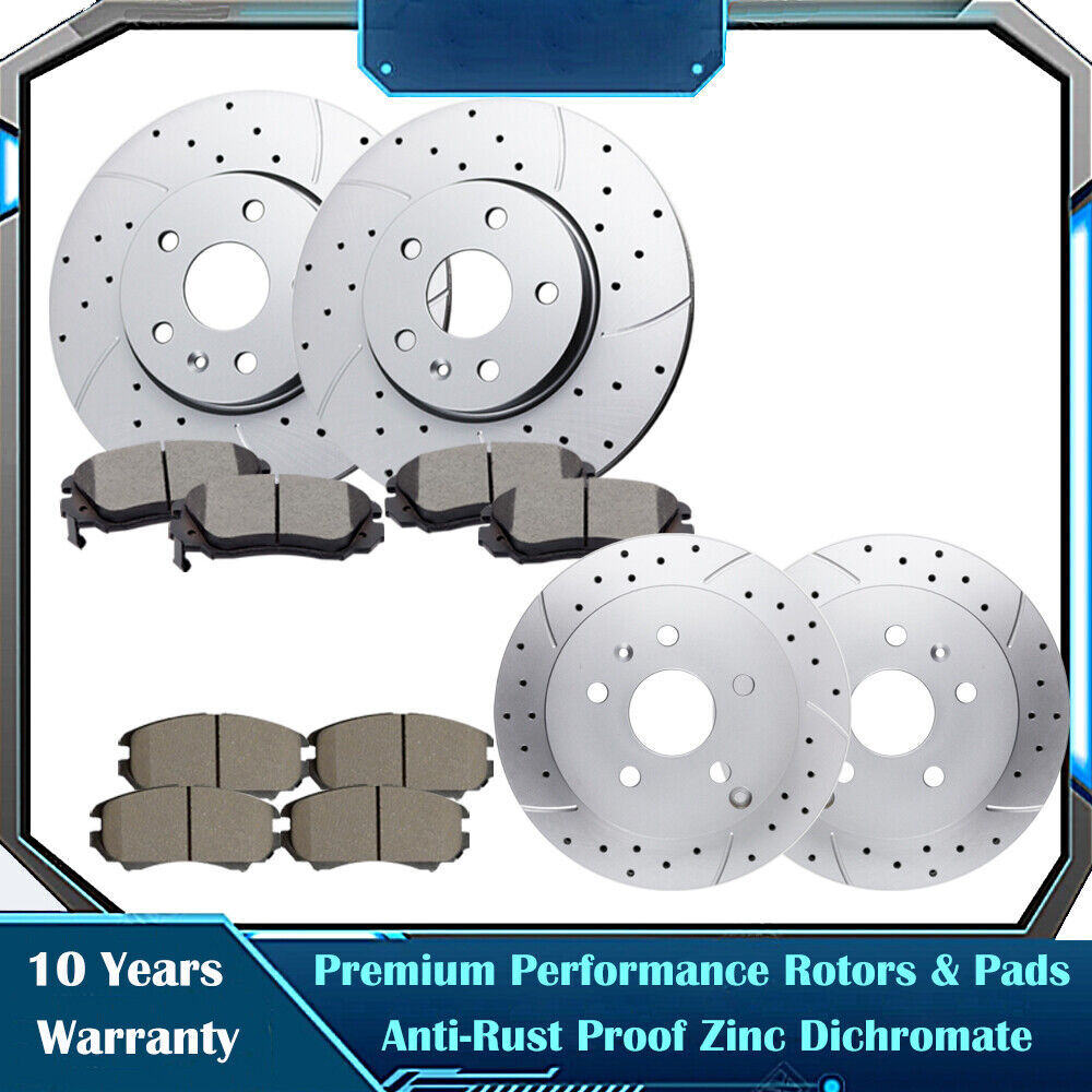 Front Rear Slotted Rotors and Brake Pads Brakes Kits for Chevy Equinox Terrain