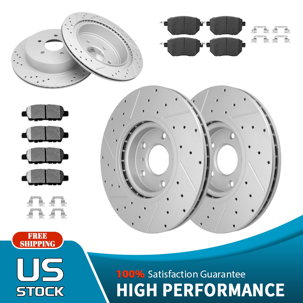 Front & Rear DRILLED Disc Rotors + Ceramic Brake Pads Kit for Nissan Murano