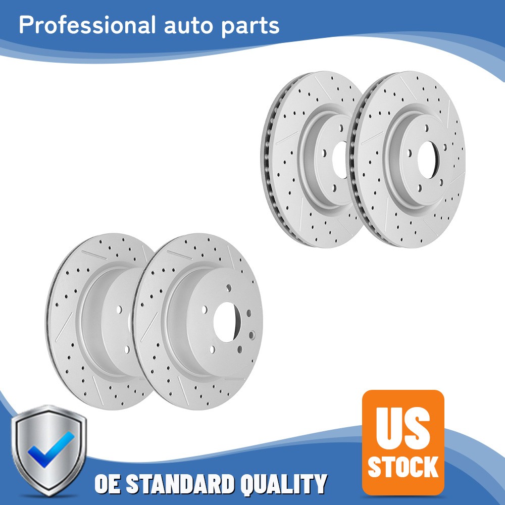 320mm Front 308mm Rear Drilled Disc Brake Rotors Kit For 2016 2017 INFINITI QX50