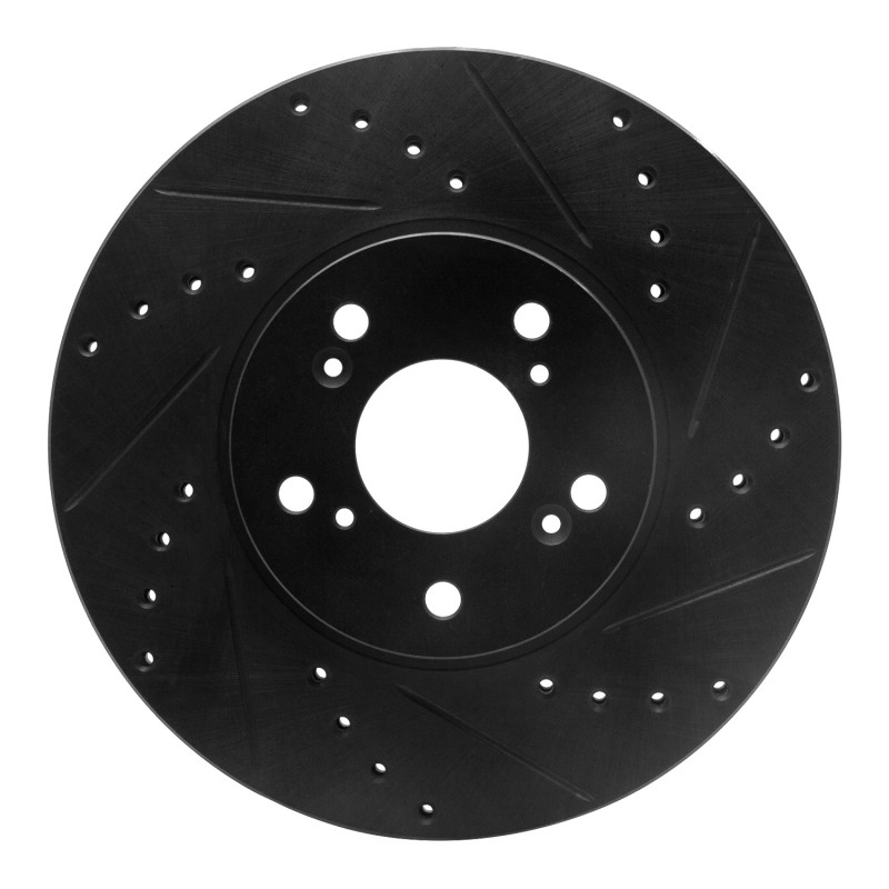 R1 for 04-14 Acura TSX Front Right Drilled & Slotted Black Brake Rotor