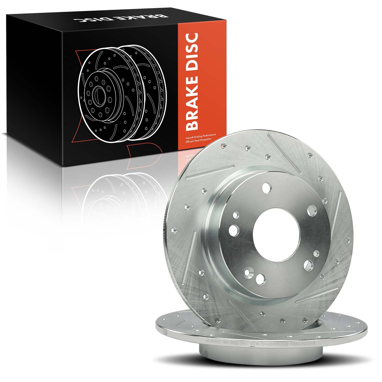 2Pcs 260mm Rear Solid Drilled Brake Rotors for Honda Insight 2019-2022 Civic