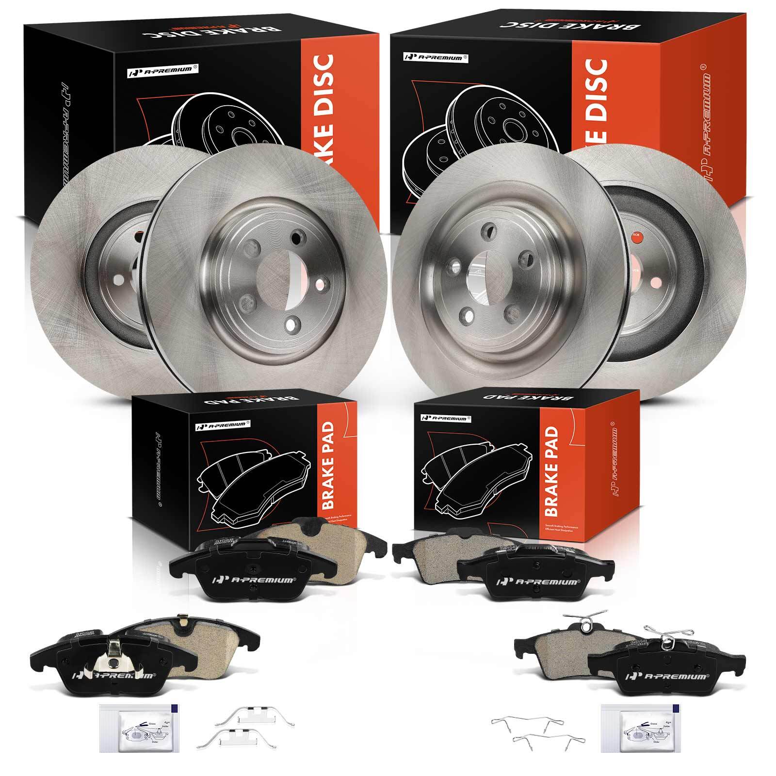 A-Premium Front & Rear Disc Brake Rotors & Ceramic Pads for Jaguar XF XJ8 326mm