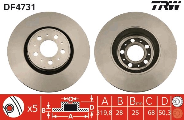 TRW DF4731 Brake Disc for Volvo
