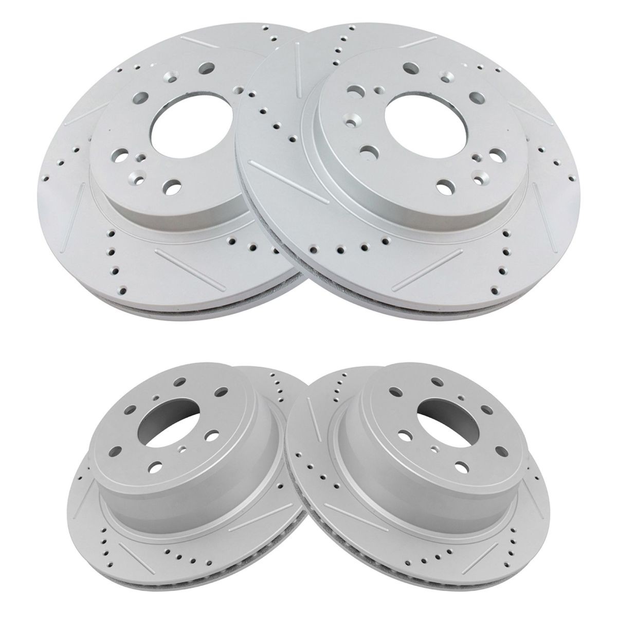TRQ Performance Drilled Slotted Coated Rotor Front & Rear Set of 4 for GMC