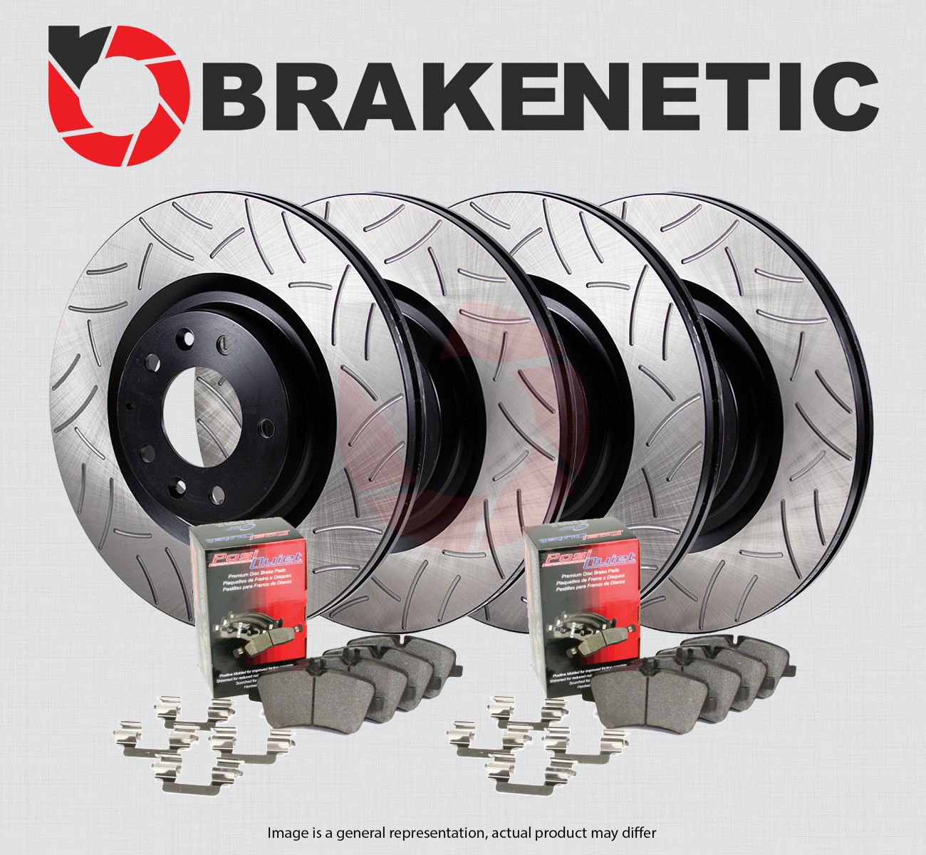 F&R BRAKENETIC Premium GT Slot Brake Disc Rotors + Ceramic Pads 56.37099.32