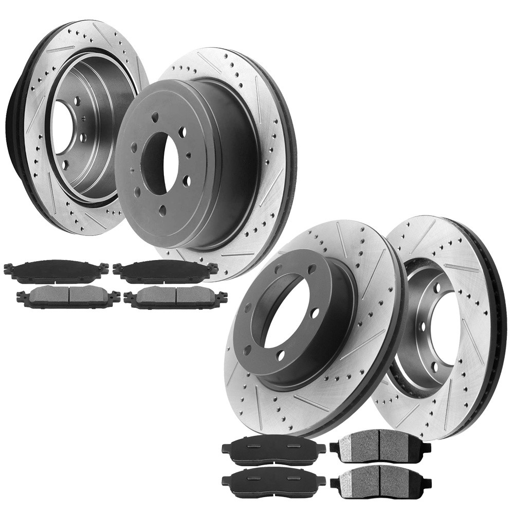 For Ford F-150 Brake Rotors and Brake Pads Front Rear Disc Brake Kits 4WD