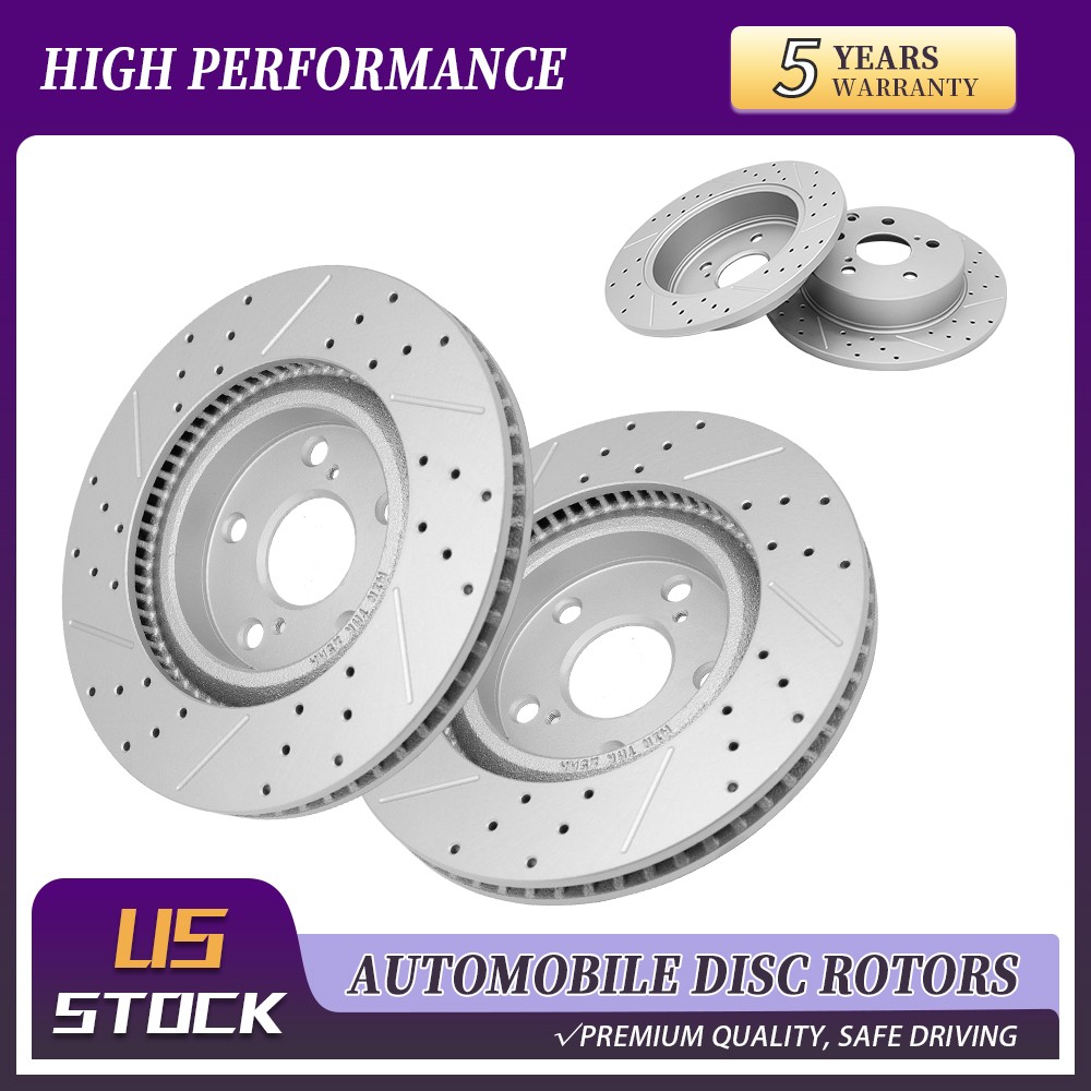 Front Rear Drilled Disc Brake Rotor For Toyota RAV4 2006 2007 2008 2009-2018