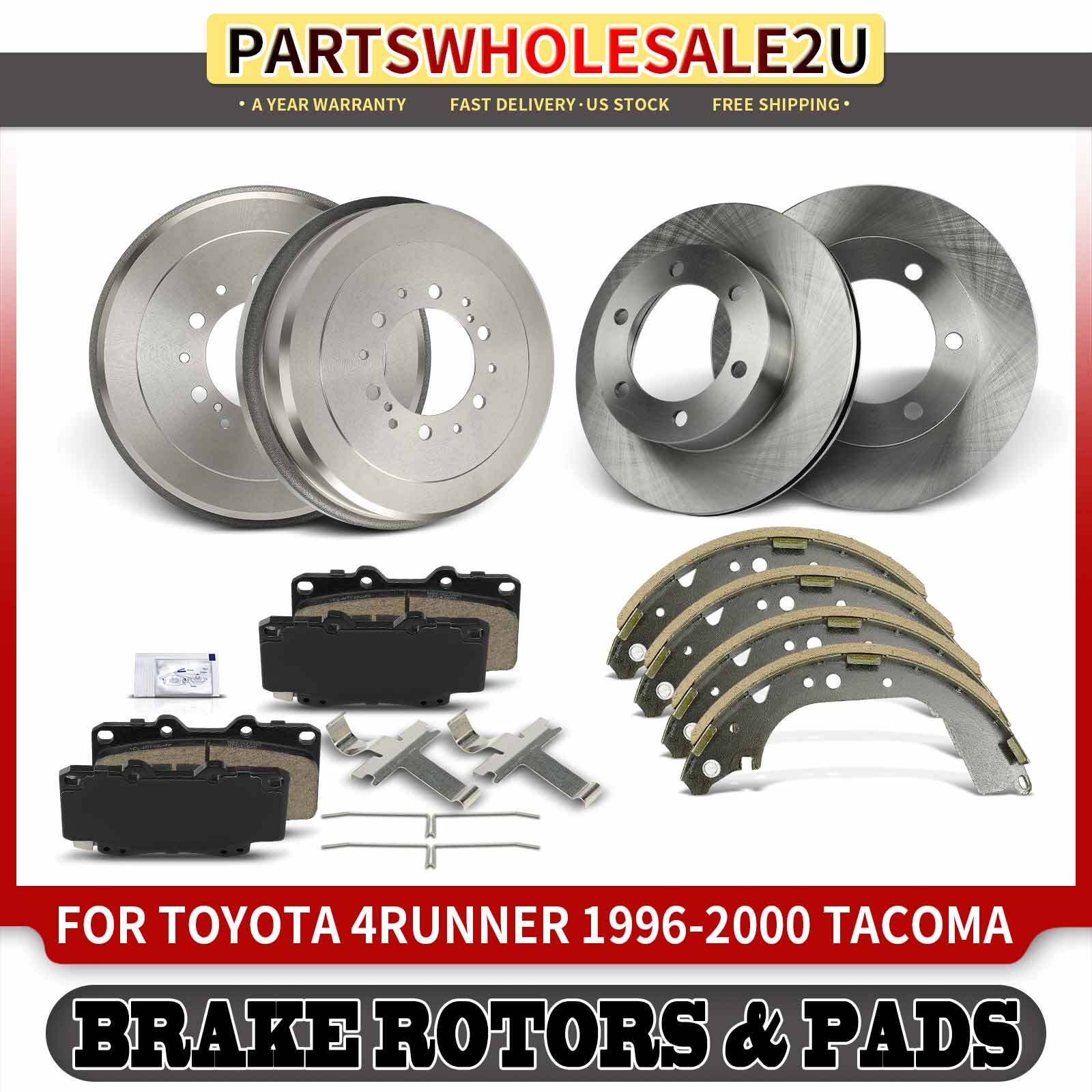 Front Disc Brake Rotors Pads & Rear Brake Drums Shoes for Toyota Tacoma 4Runner