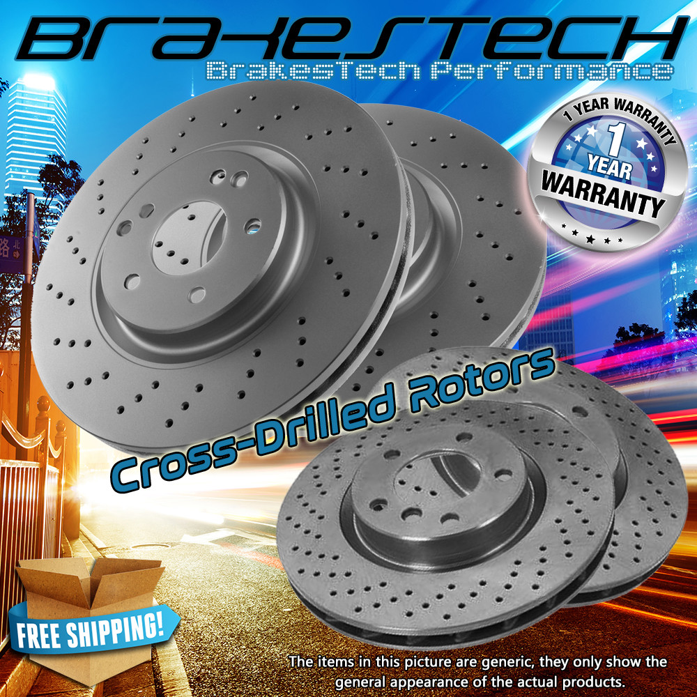 Front + Rear Cross Drilled Brake Rotors for 2010-2013 Mazda 3 2.5L