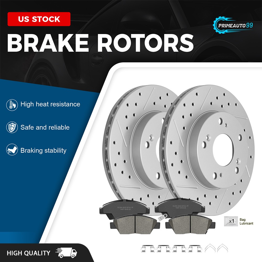 10.31 inch Front Drilled Disc Brake Rotors + Pads Kits for Honda CR-Z 2011-2015
