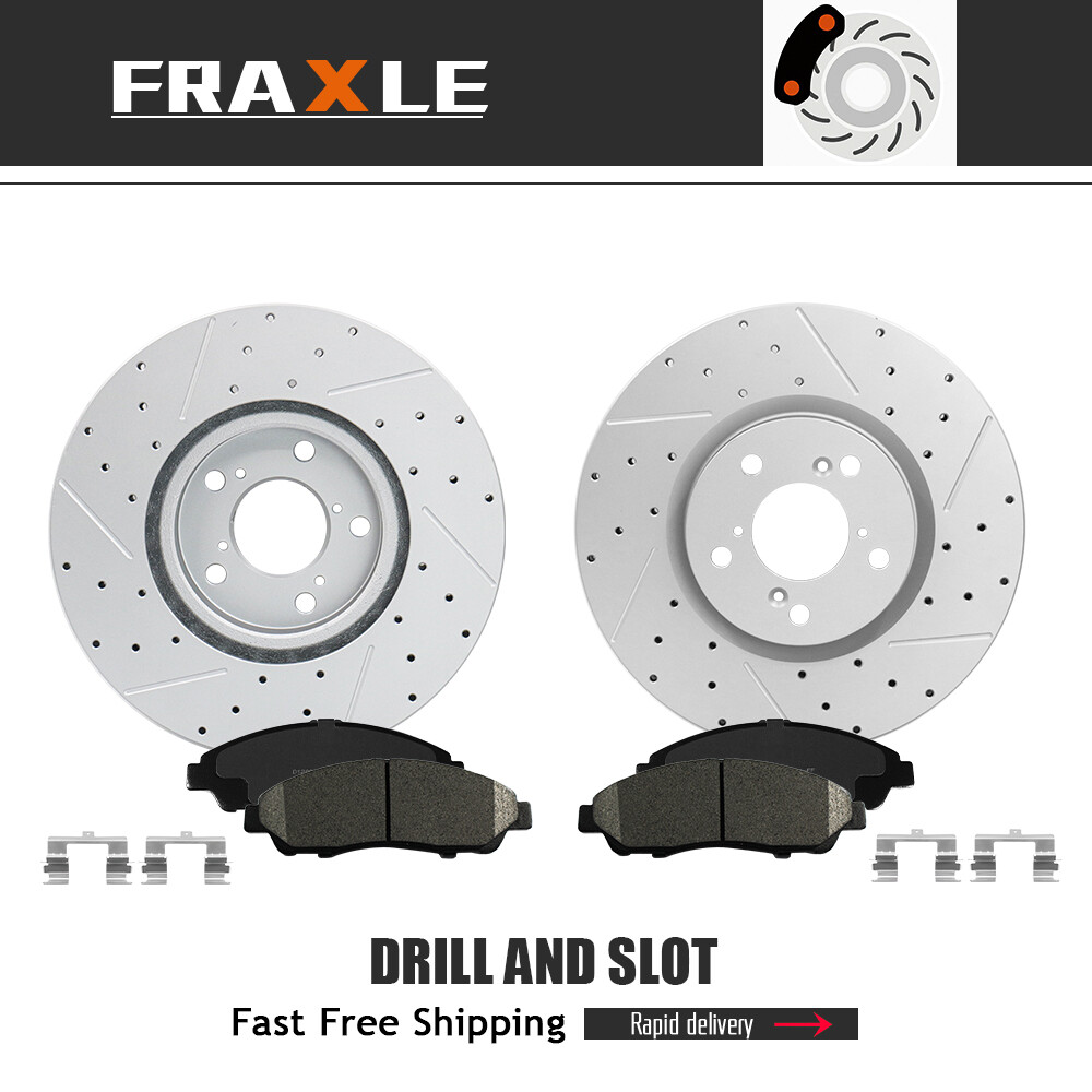 Front Drilled Brake Rotors Ceramic Pads for 09-15 Honda Pilot Acura MDX RLX ZDX