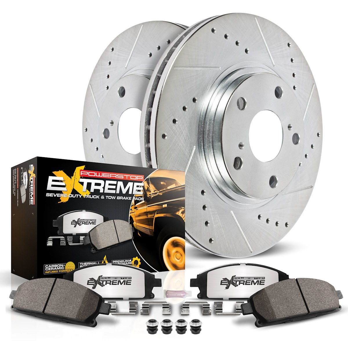 Powerstop Extreme Rear Discs & Pads & Sensor Kit for Sierra 1500 Tahoe Suburban