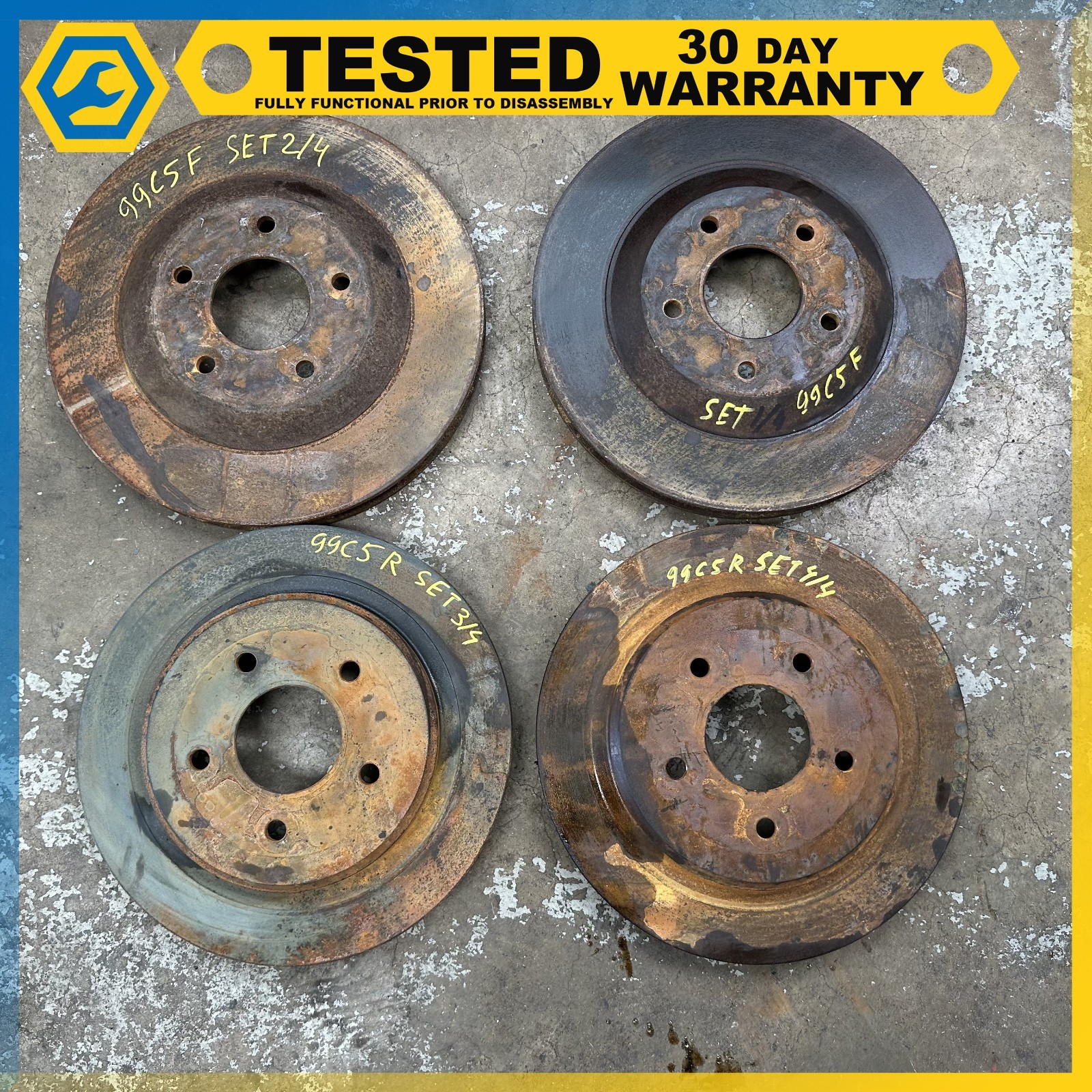 97-04 Chevy Corvette C5 FRONT REAR LEFT & RIGHT BRAKE DISC ROTOR FULL SET OEM