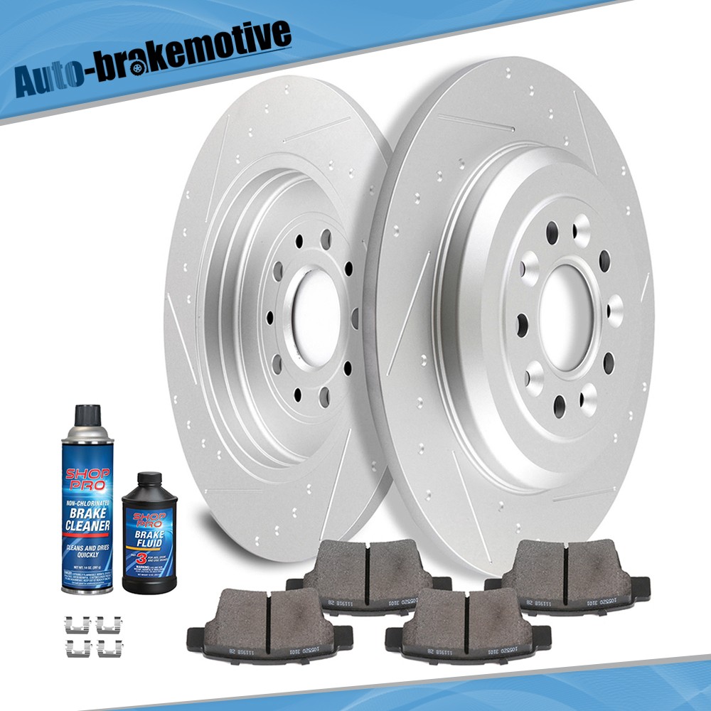 FOR FORD TAURUS X 2008-2009 REAR SLOT 2PCS BRAKE DISCS ROTORS 4PCS CERAMIC PADS