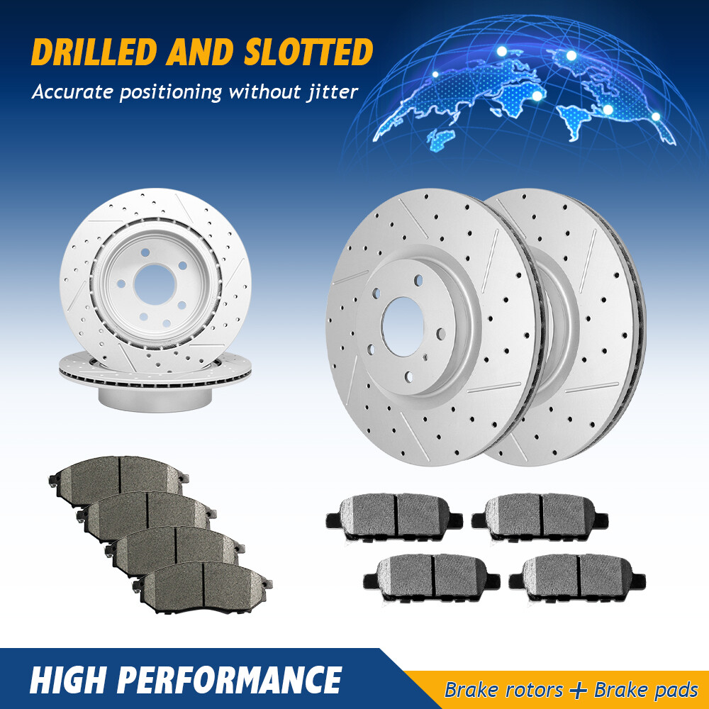 Front & Rear Brake Rotors & Ceramic Pads For Nissan 370Z Infiniti G37 M35 M45