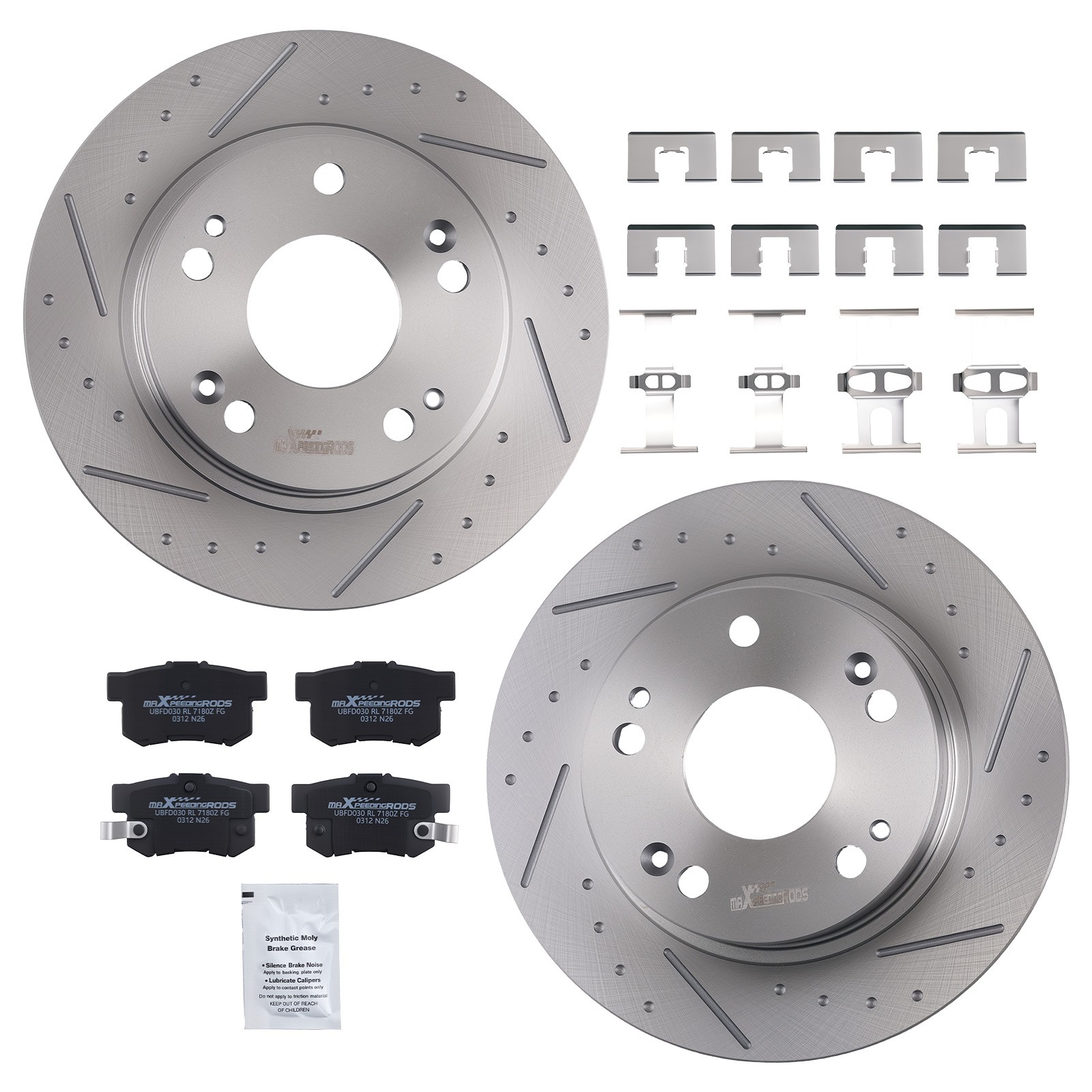 Rear Drilled Slotted Brake Rotors Pads Kit for Honda Civic 06-15/Acura CSX 06-11