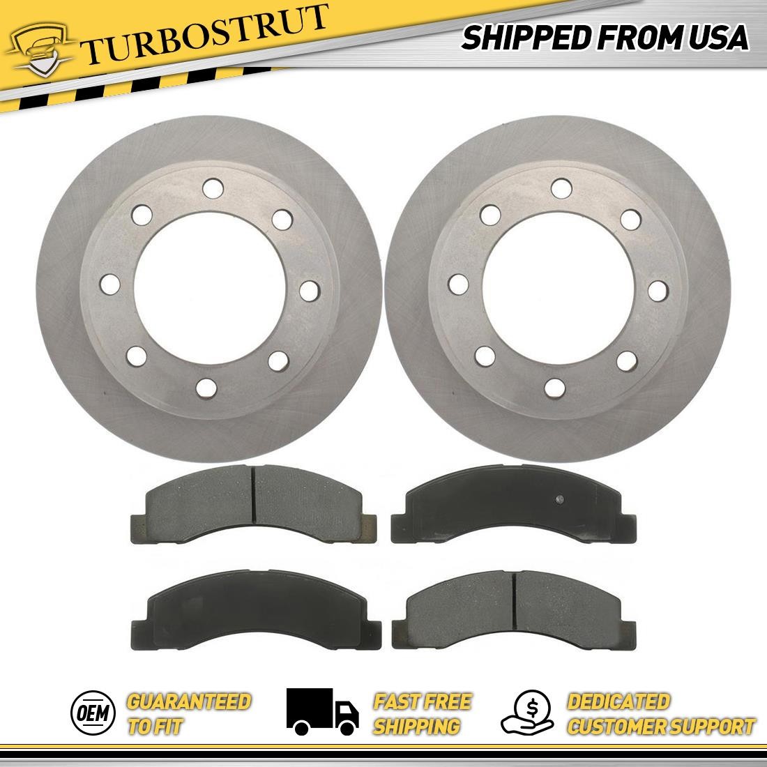 Front Disc Brake Pad Set Disc Brake Rotor fits Ford F-250 2001-2004