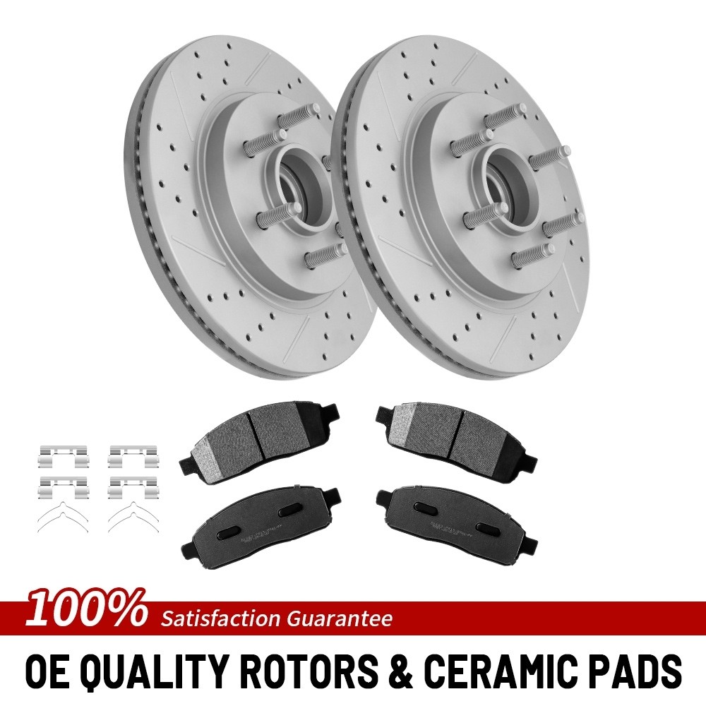 RWD Front Brake Rotors Ceramic Pads For 2004-2008 Ford F-150 Lincoln Mark LT