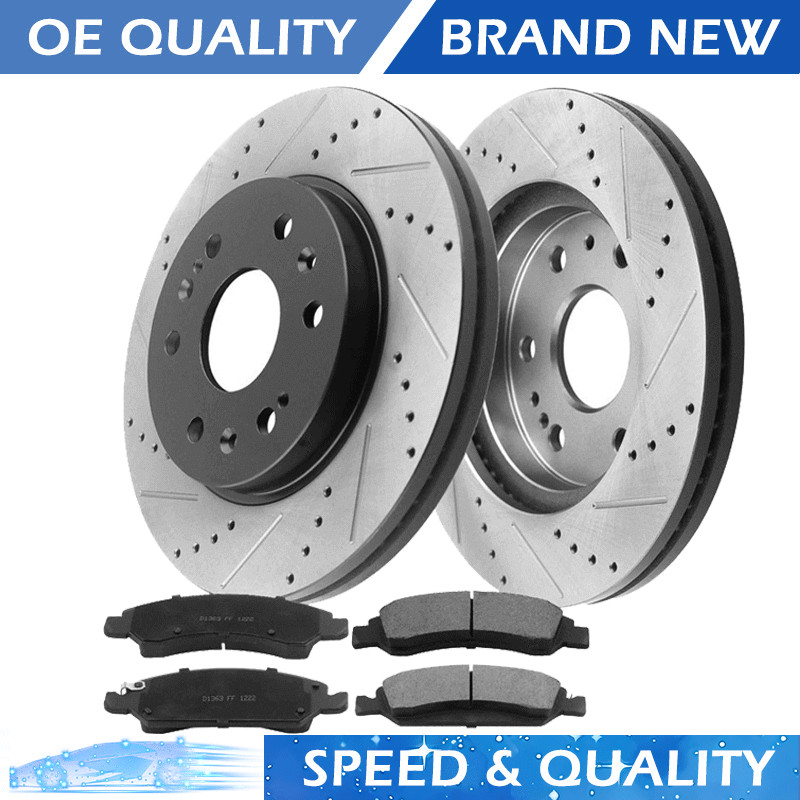 For Chevy Silverado Sierra 1500 Tahoe Yukon Front Brake Rotors and Brake Pads