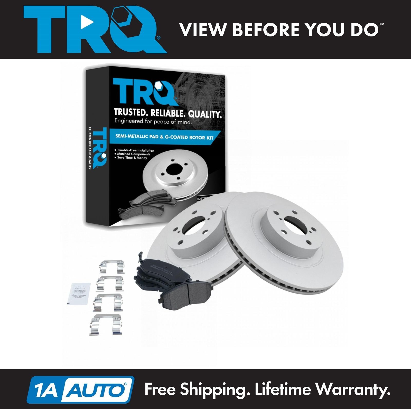 TRQ Front Posi Metallic Brake Pads & G-Coated Rotors Kit NEW for Subaru