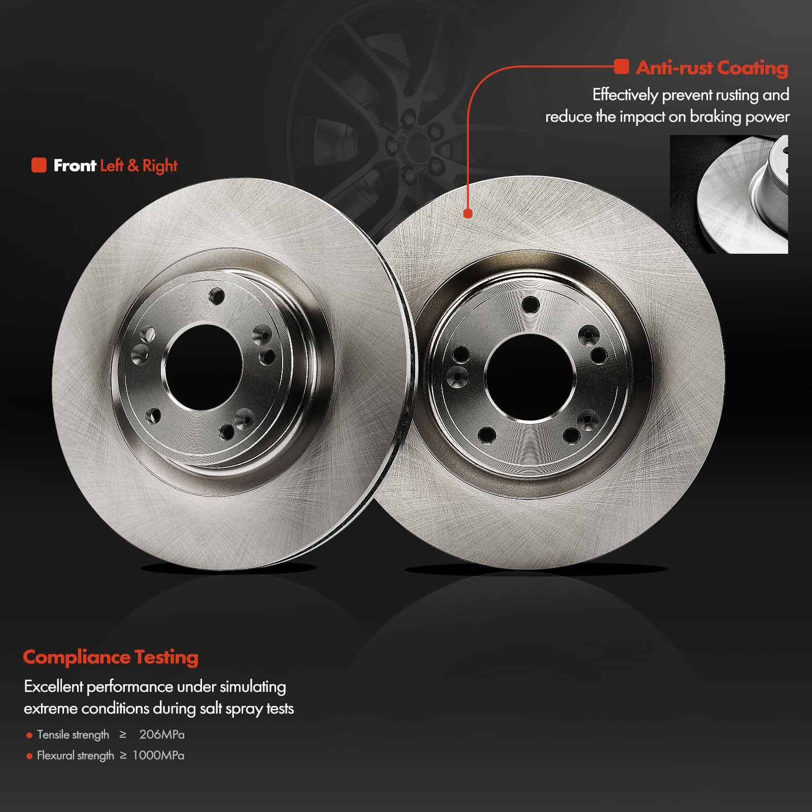Front Left & Right Side Disc Brake Rotors for Hyundai Genesis 2009-2011 V6 3.8L