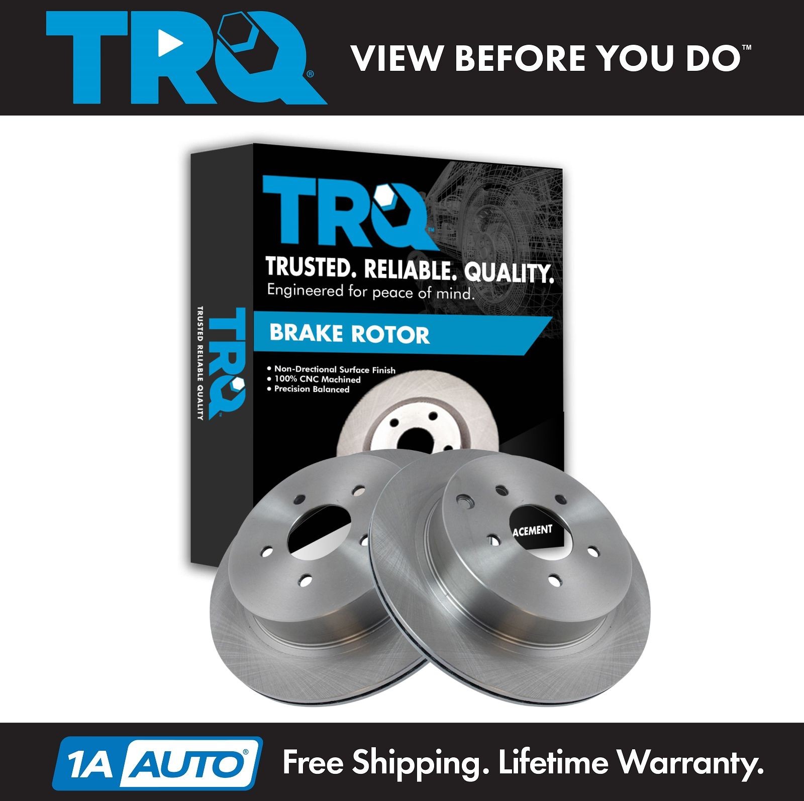 TRQ Rear Vented Disc Brake Rotor Left & Right Pair Set For Nissan Infiniti