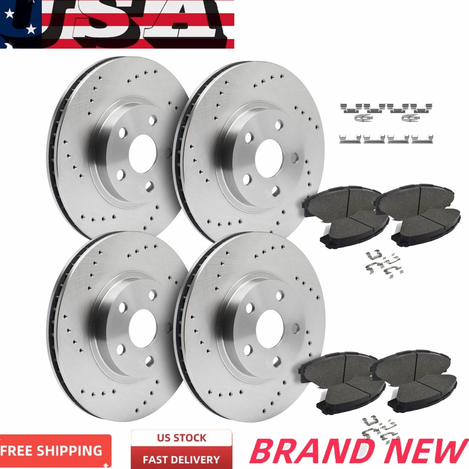 Front Rear Disc Brake Rotors + Brake Pads for Dodge Charger Chrysler Magnum 300