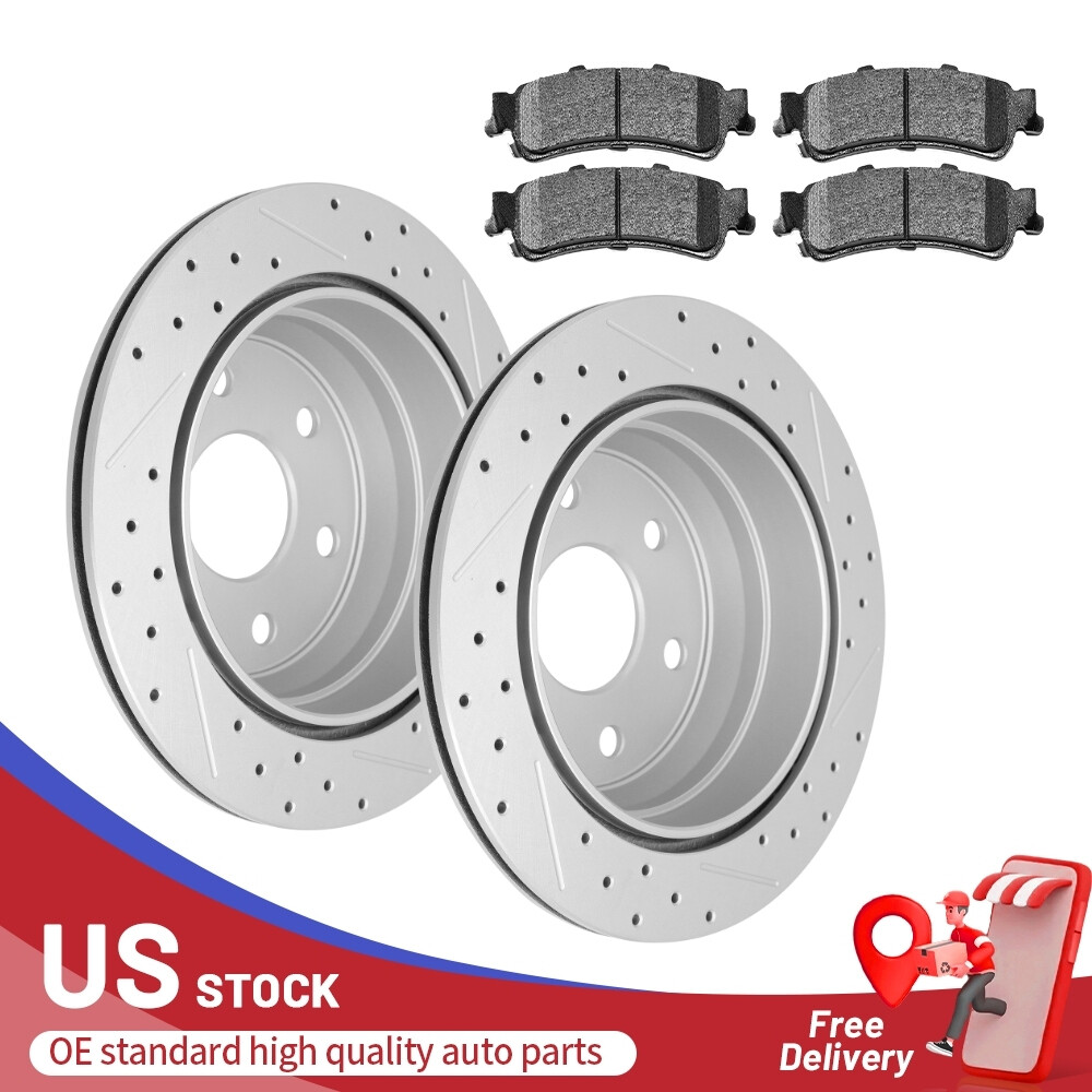 For GMC Sierra 1500 Chevy Silverado 1500 Tahoe Astro Rear Disc Rotors+Brake Pads