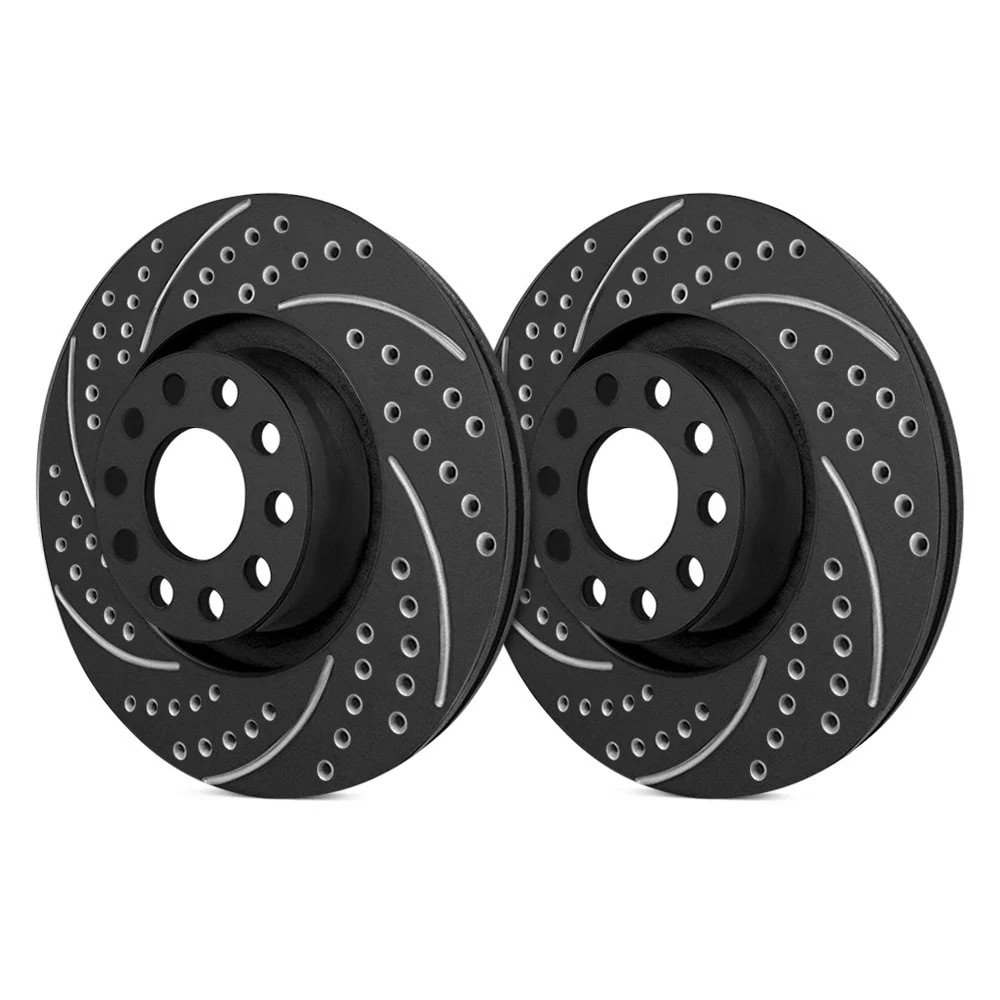 For Mercedes-Benz C250 10-15 Double Drilled & Slotted 1-Piece Front Brake Rotors
