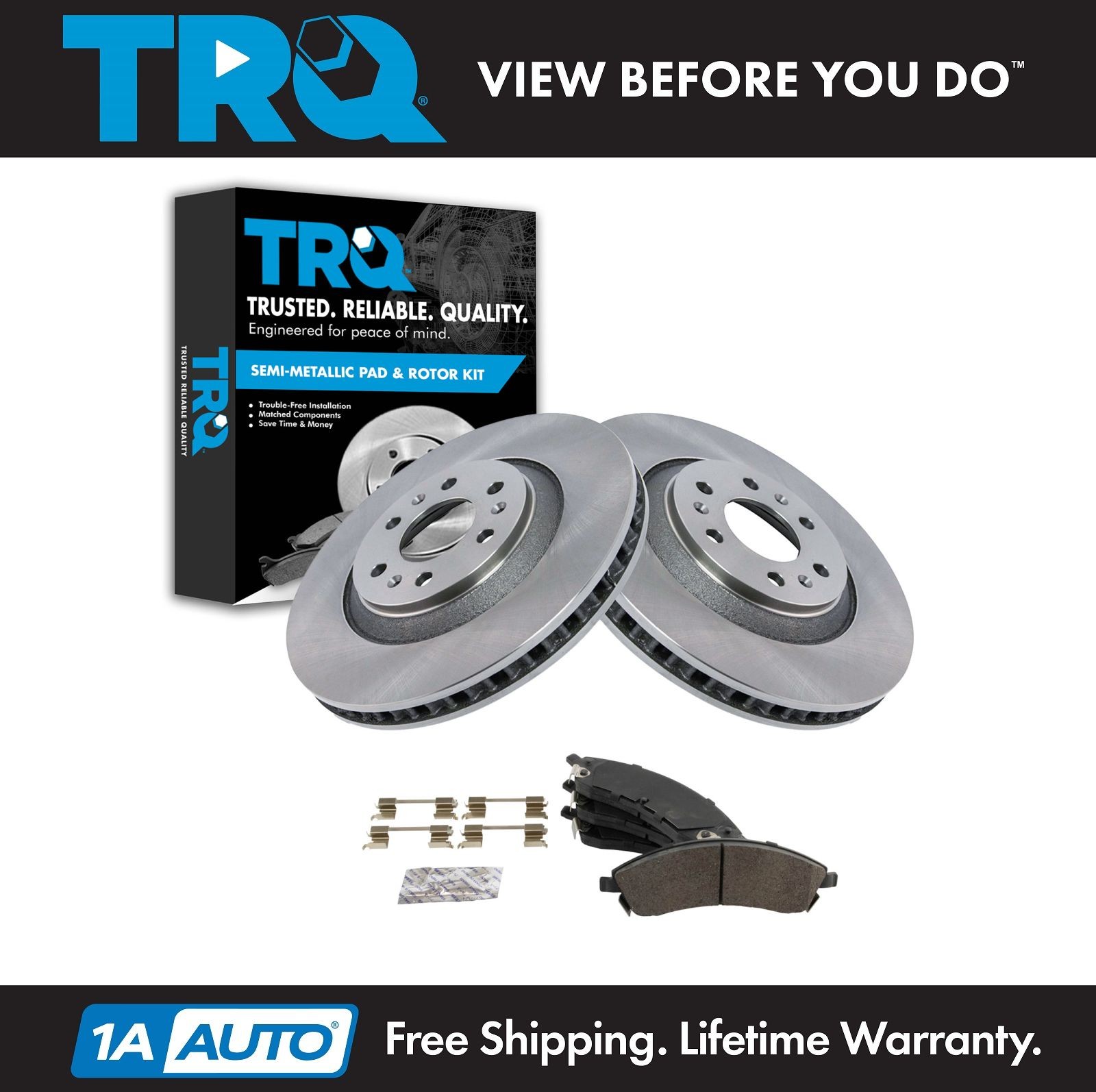 TRQ Front Metallic Brake Pads & 2 Discs Rotors Kit w/ 17 Wheels for 04-09 SRX”