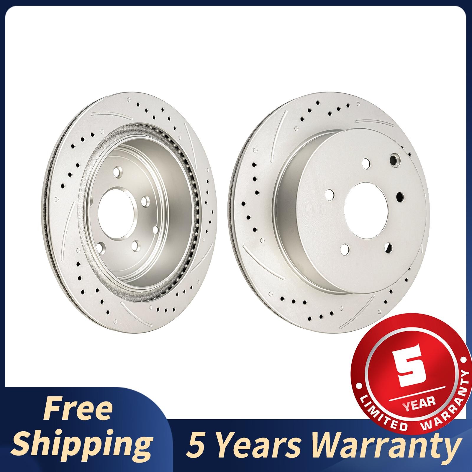 Drilled Slotted Rear Brake Rotors For Nissan Pathfinder 2013-2020 Murano Set