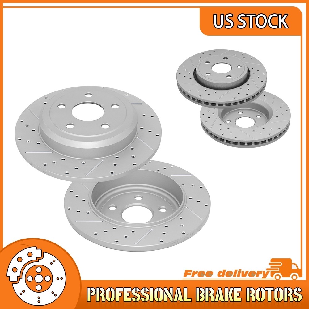For 2011-2020 Dodge Durango Jeep Grand Cherokee Front Rear Drilled Brake Rotor